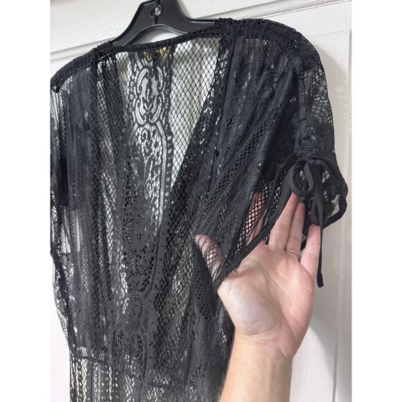 Maje Black Lace Sheer Cover Up Maxi Dress Size 1 - Picture 14 of 15